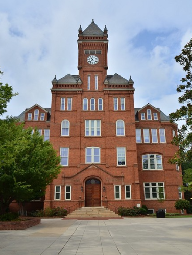 Exterior shot of Biddle Memorial Hall on the campus of Johnson C. Smith University.